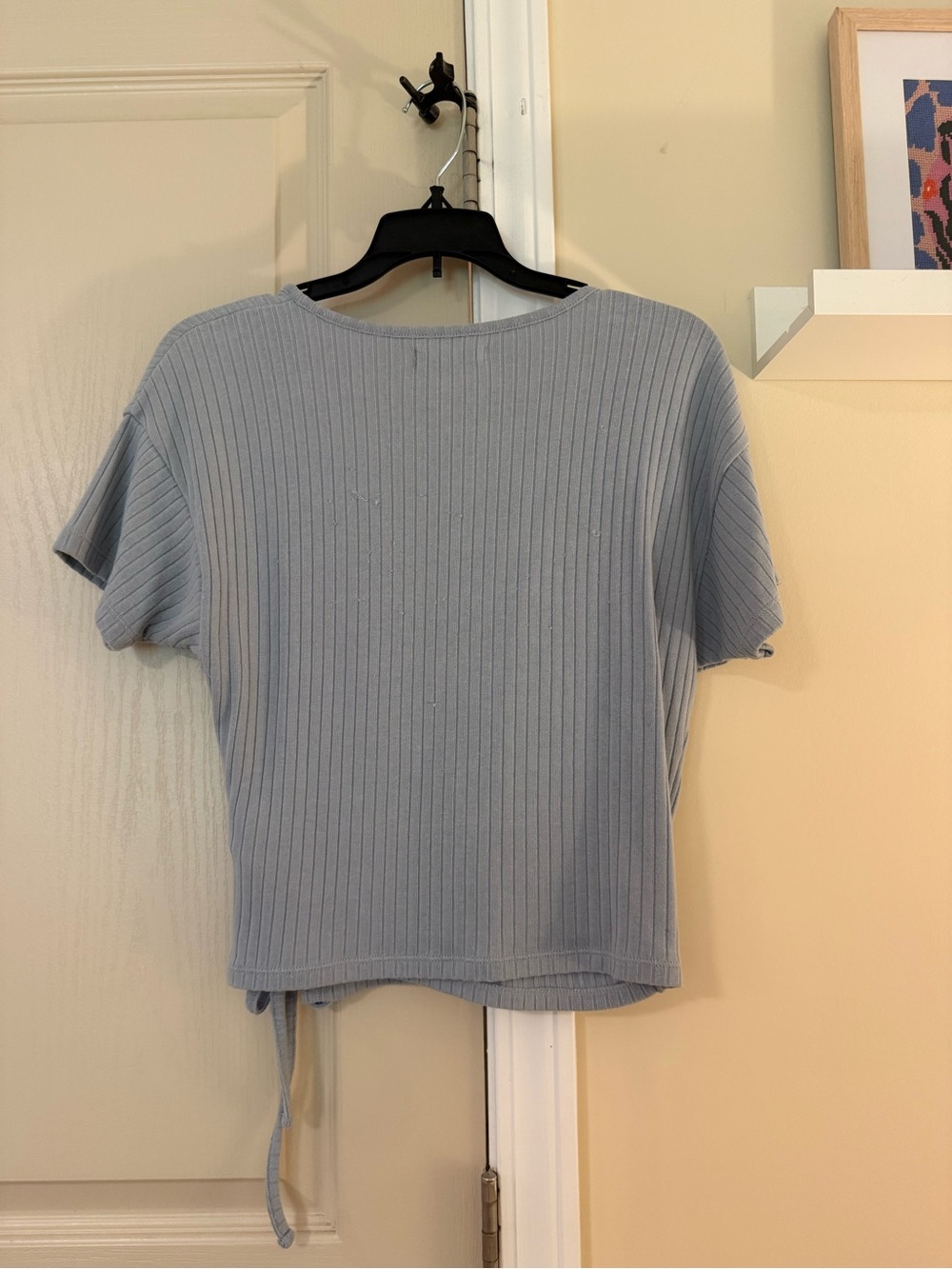 Madewell Light Blue Ribbed Wrap Top - Picture 2 of 6